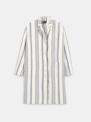 Striped Overcoat - Blue