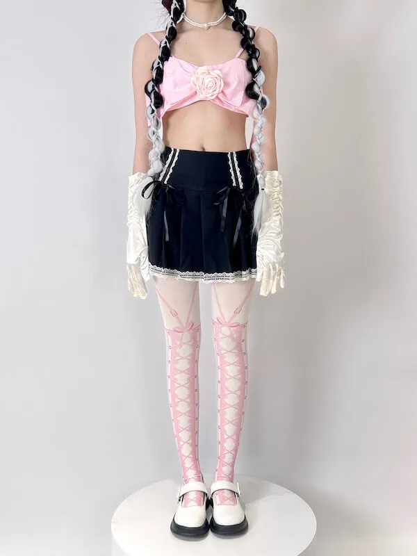 Sweet lolita girl anime pink suspender tights