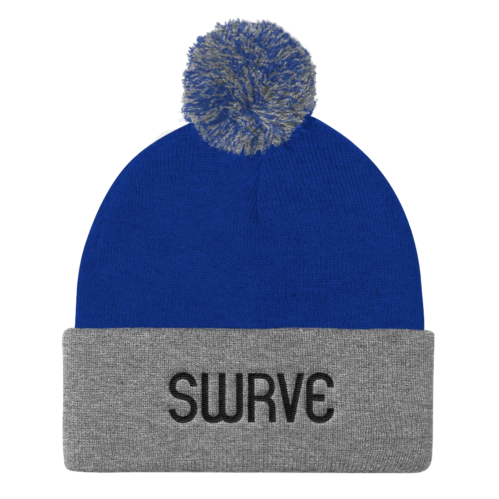 swrve 1968 BLACK embroidered Pom Pom Knit Cap