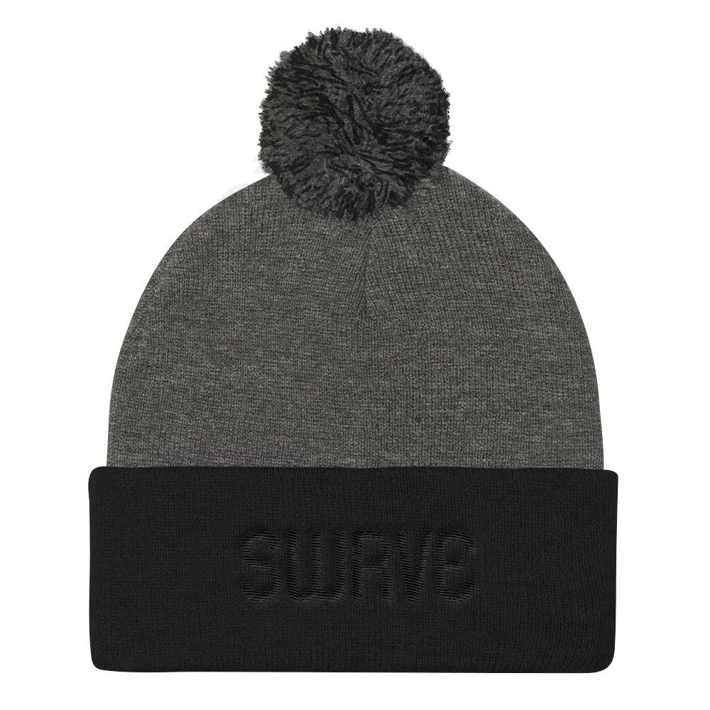 swrve 1968 BLACK embroidered Pom Pom Knit Cap