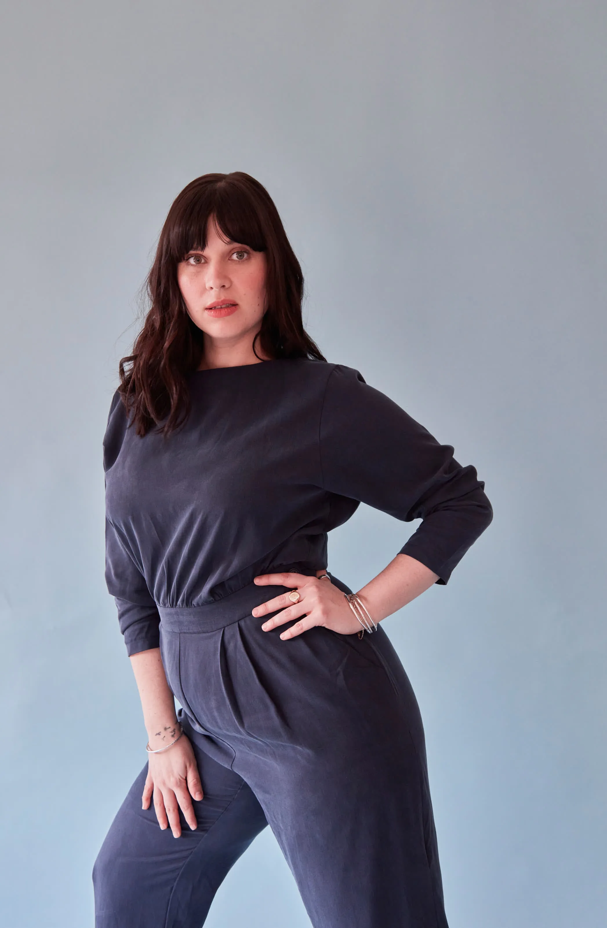 The Bringing Sexy Back ezp® Jumpsuit Navy Lyocell