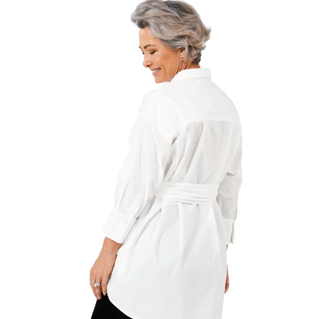 The Colonel Button Front Shirt - White