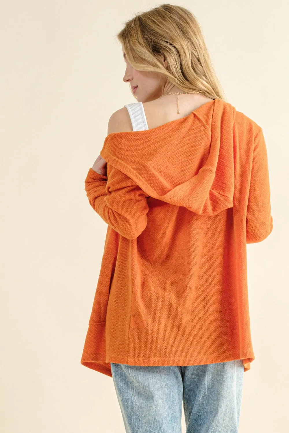 Thermal Hooded Cardigan with Pockets - Regular and Plus Size