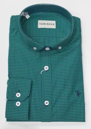 Tom Penn Long Sleeved Check Shirt 844 - Green