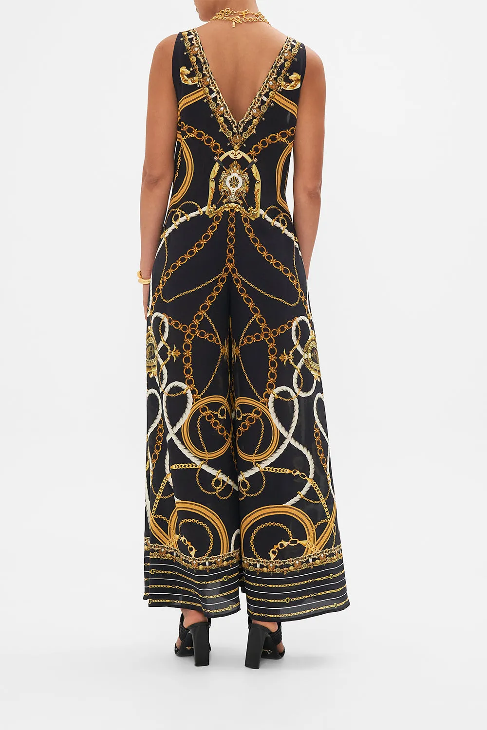 V NECK FLARED JUMPSUIT COAST TO COAST