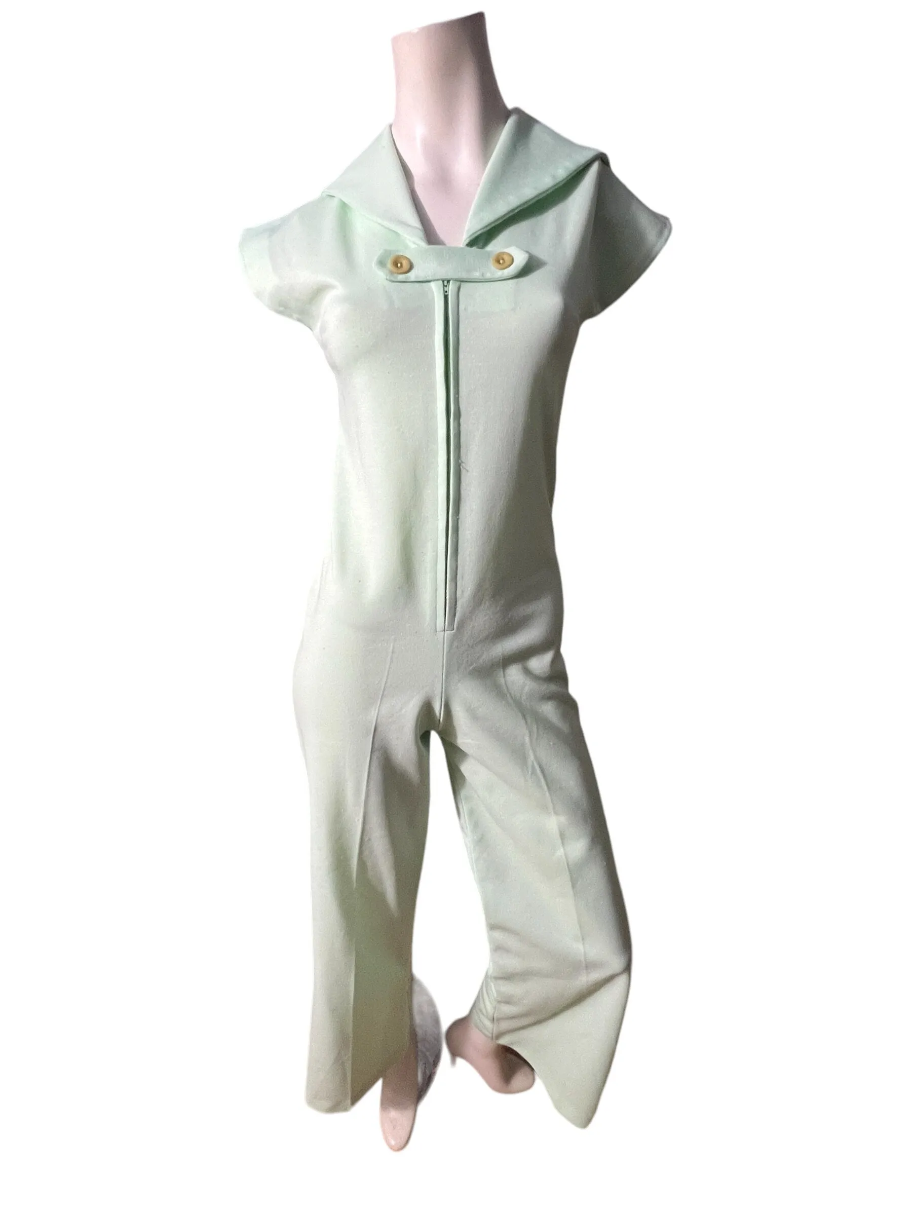 Vintage 70's mint green bellbottom jumpsuit S M