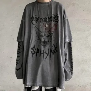 Voguable Punk Unisex T Shirt Streetwear Cool Patchwork Tshirt Harajuku Summer Tops Tees Spring Long Sleeve High Street Loose Japan Style