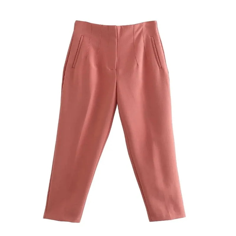 Waist Zipper Fly Female Trousers