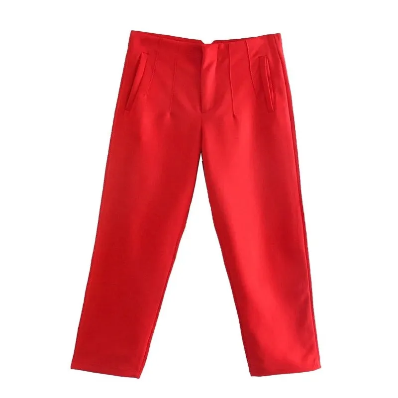 Waist Zipper Fly Female Trousers