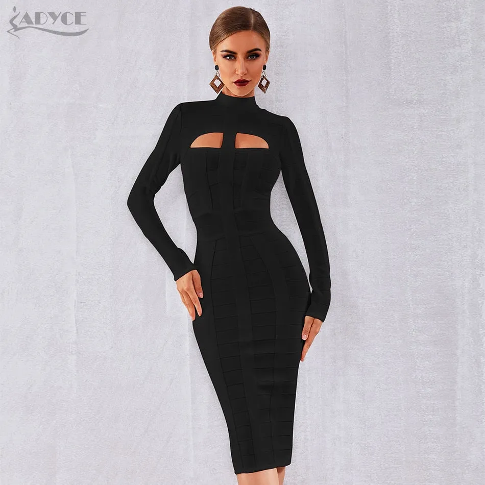 Wenkouban 2022 New Autumn Women White Bodycon Bandage Dress Long Sleeve Sexy Hollow Out Club Celebrity Evening Party Dress Vestidos