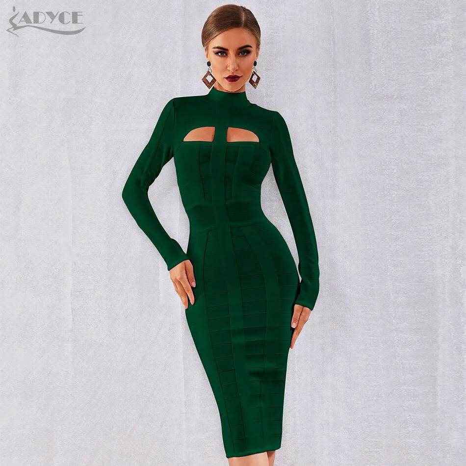 Wenkouban 2022 New Autumn Women White Bodycon Bandage Dress Long Sleeve Sexy Hollow Out Club Celebrity Evening Party Dress Vestidos
