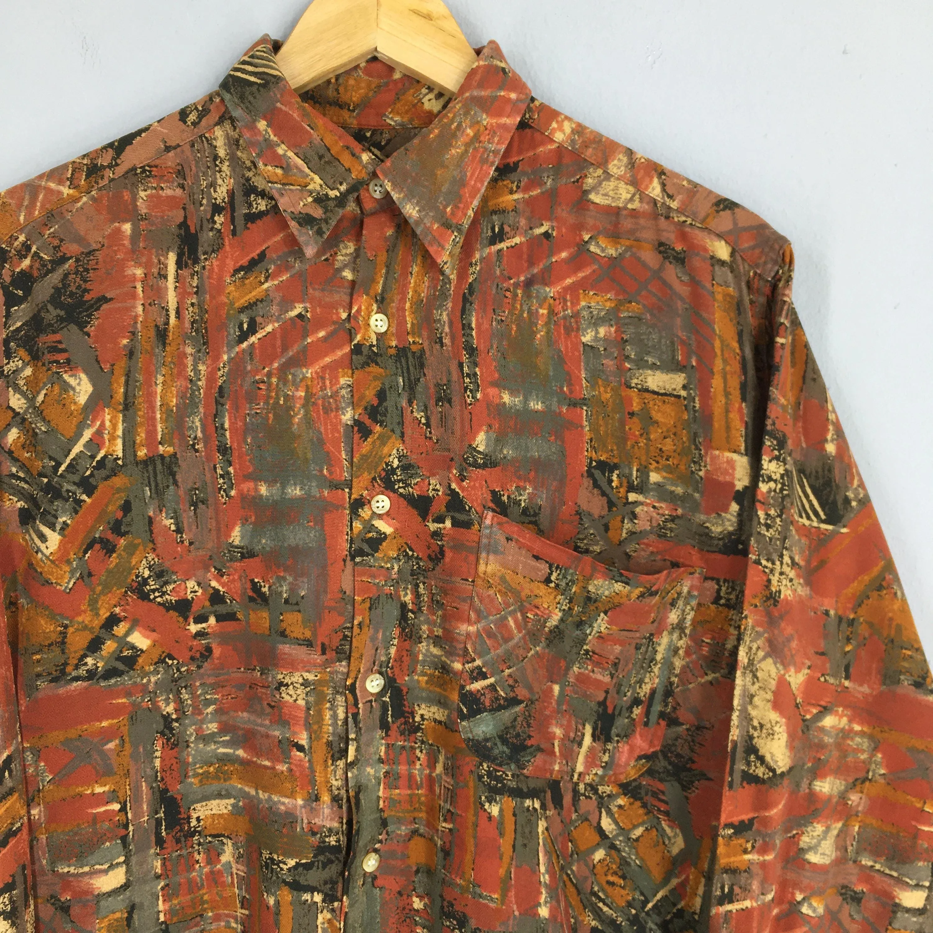 Wesley Made In France Abstract Multicolor Casual Shirt Large