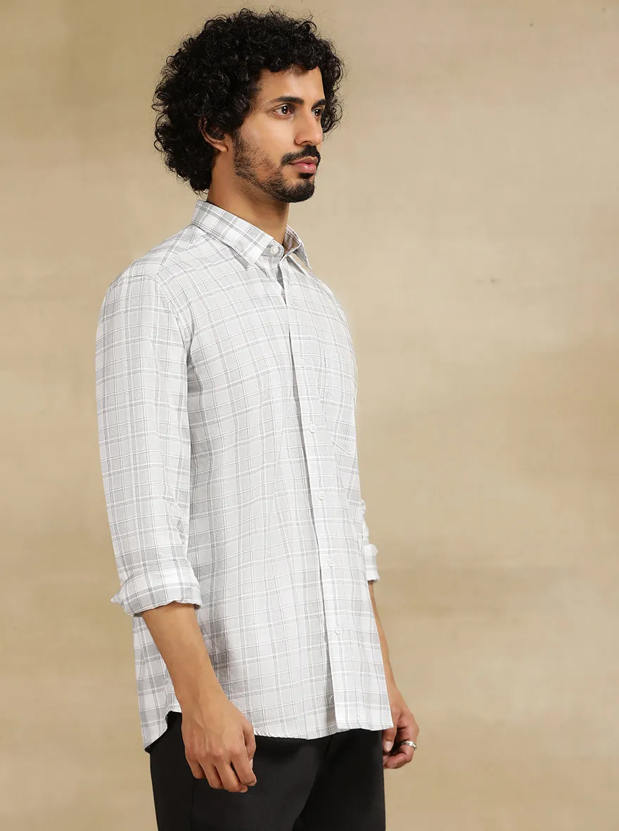 White Checked Tailored Fit Semi Casual Shirt | JadeBlue