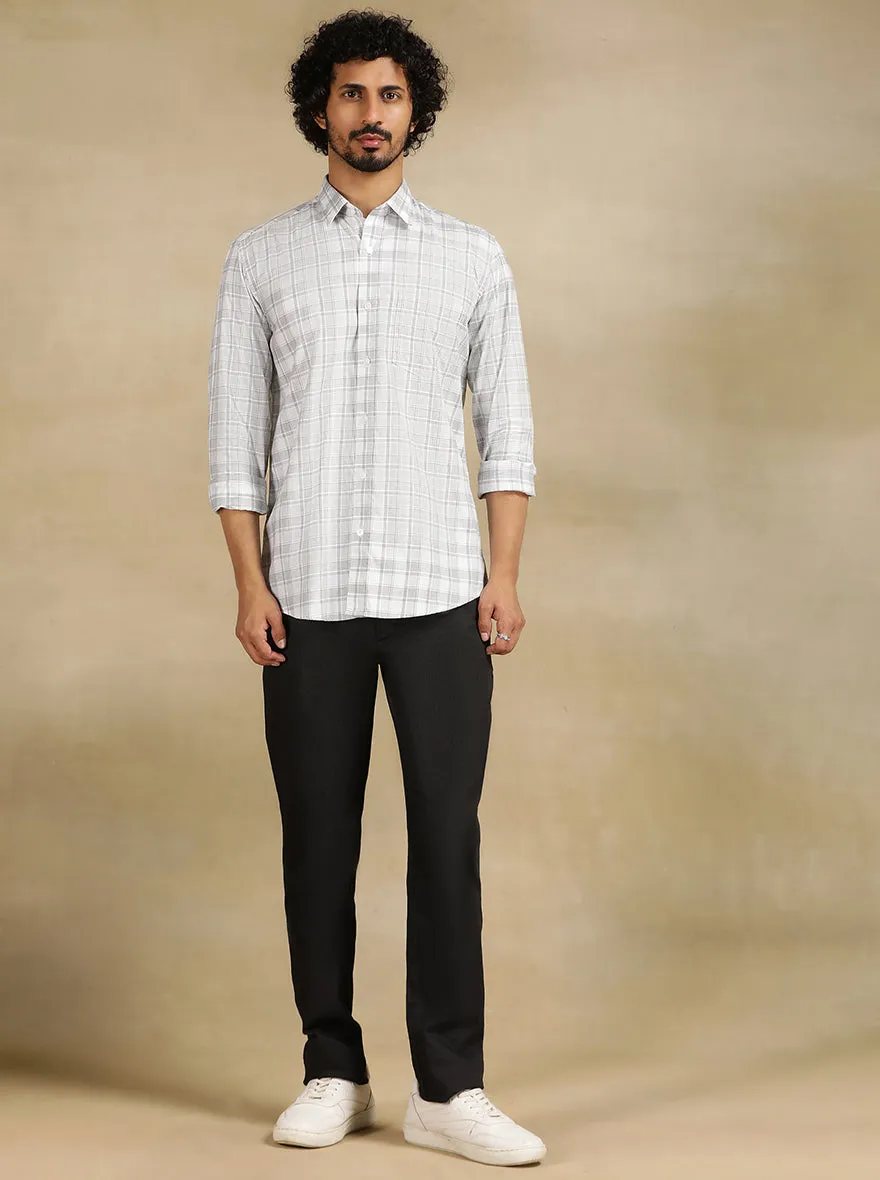 White Checked Tailored Fit Semi Casual Shirt | JadeBlue
