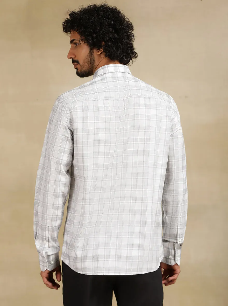 White Checked Tailored Fit Semi Casual Shirt | JadeBlue