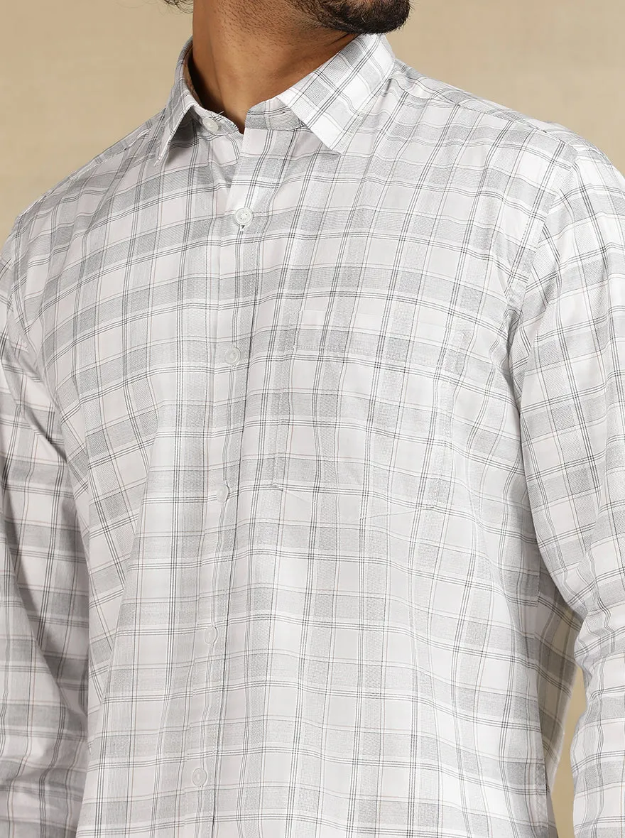 White Checked Tailored Fit Semi Casual Shirt | JadeBlue