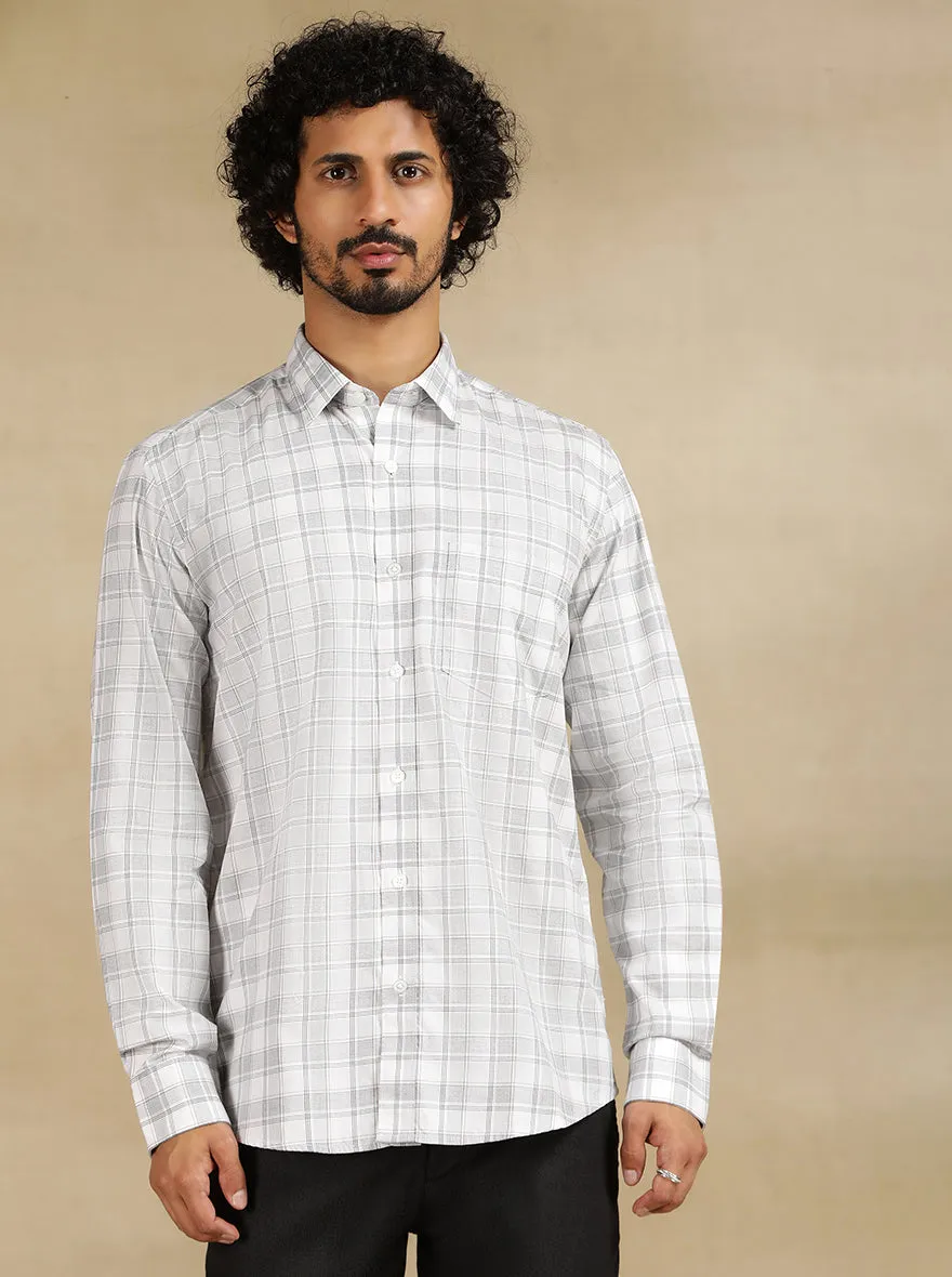 White Checked Tailored Fit Semi Casual Shirt | JadeBlue