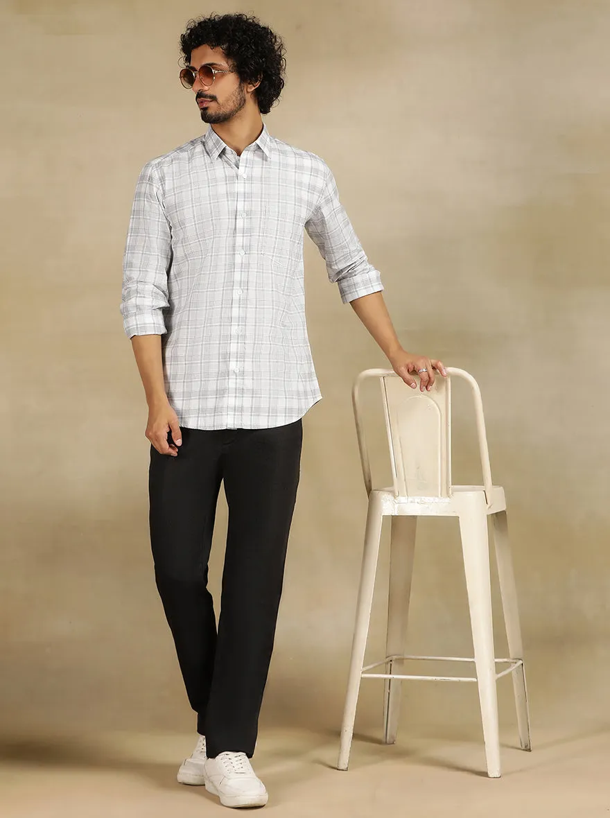 White Checked Tailored Fit Semi Casual Shirt | JadeBlue