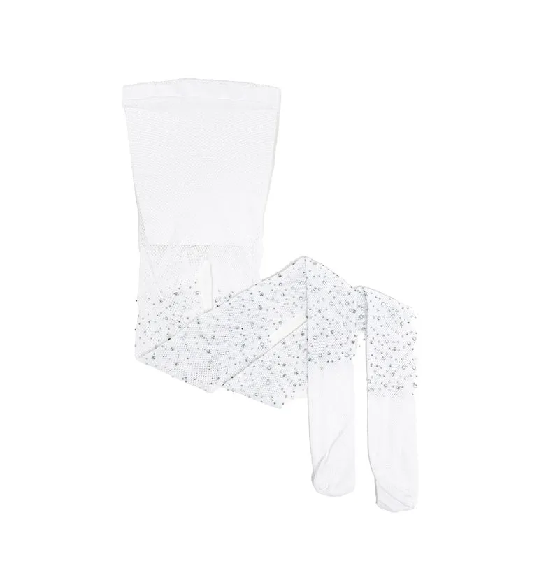 White Rhinestone Tights