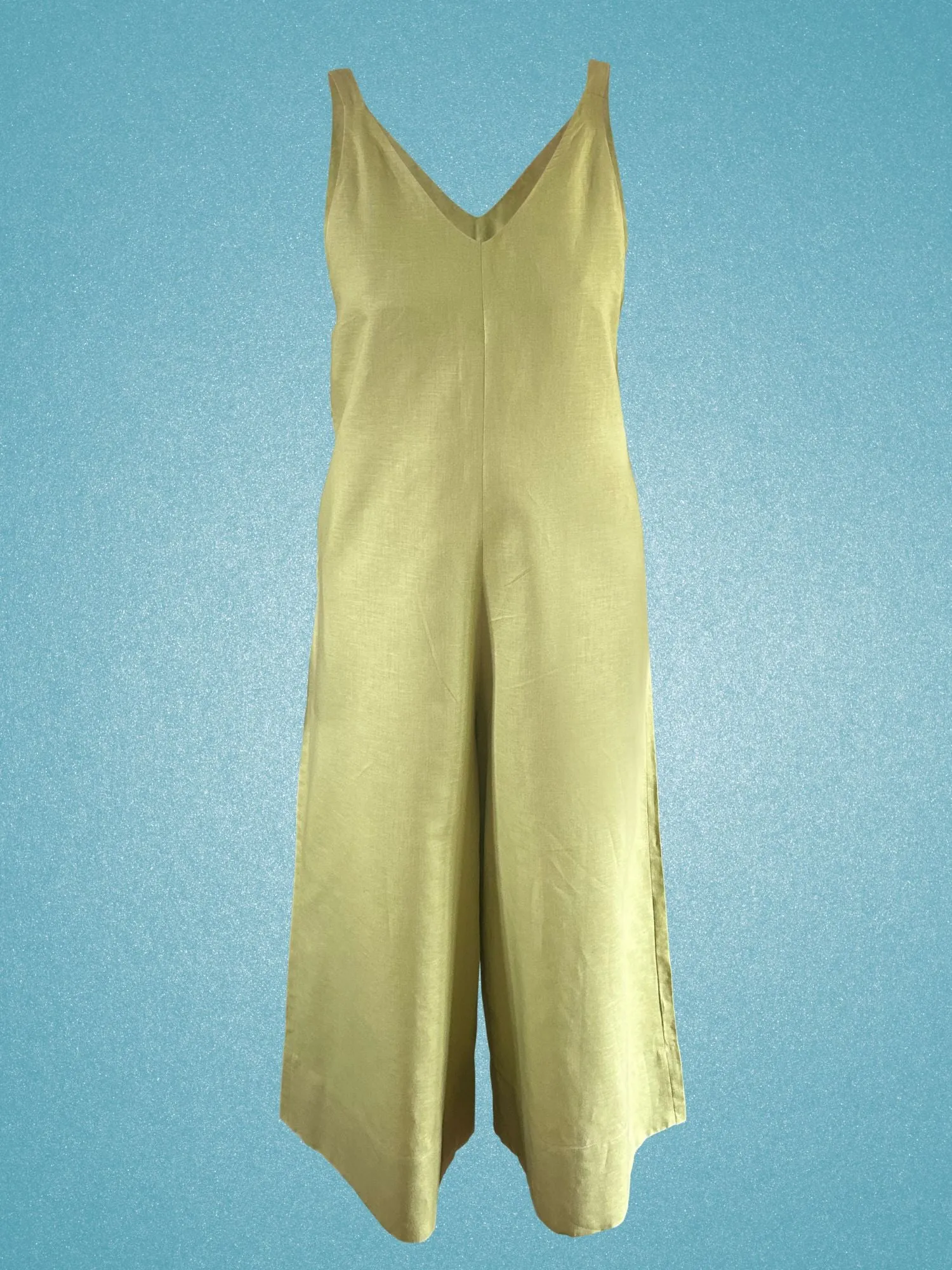 Wild Clouds X Gather&See Pear Green Linen Culotte Jumpsuit