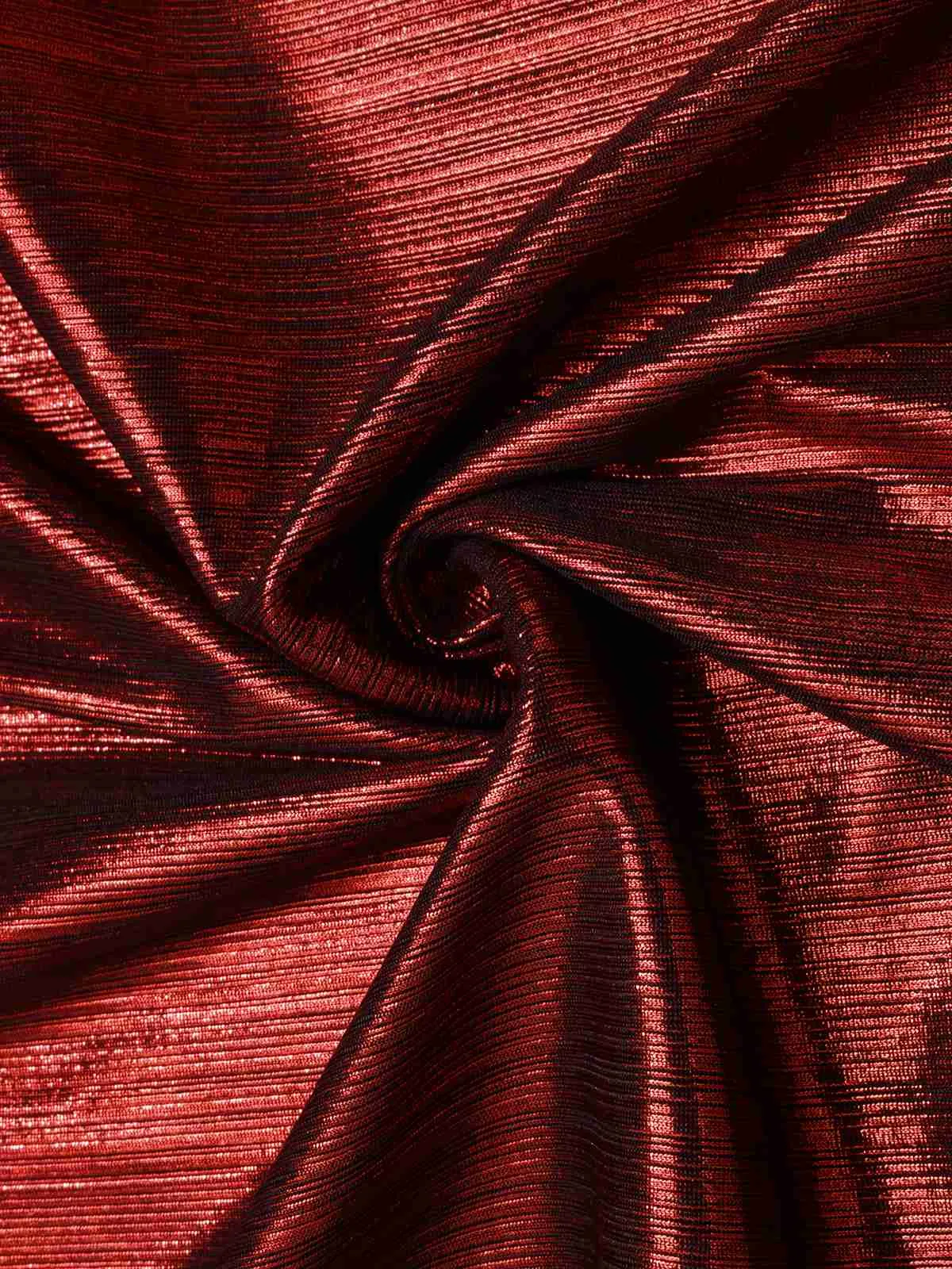 Wine Red 1970s Solid Metallic Strap Jumpsuit