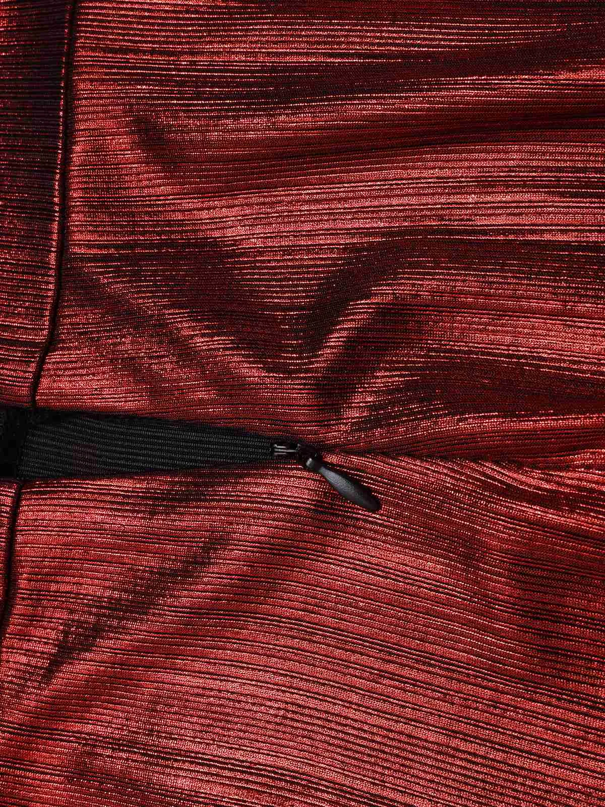 Wine Red 1970s Solid Metallic Strap Jumpsuit