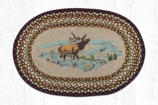 Winter Elk Oval Braided Rug
