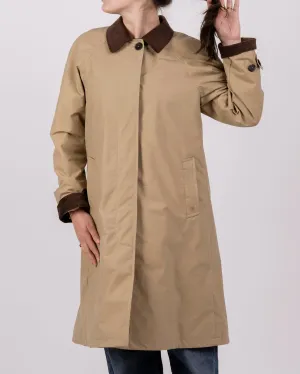 Womens Beige Waxed Canvas Overcoat