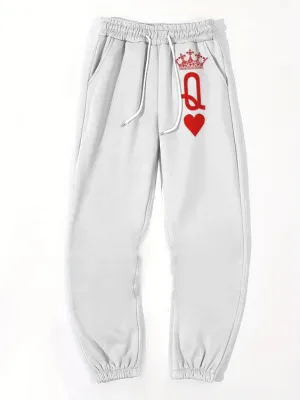 Women's Daily Casual Heart Q Print Track Sweatpants