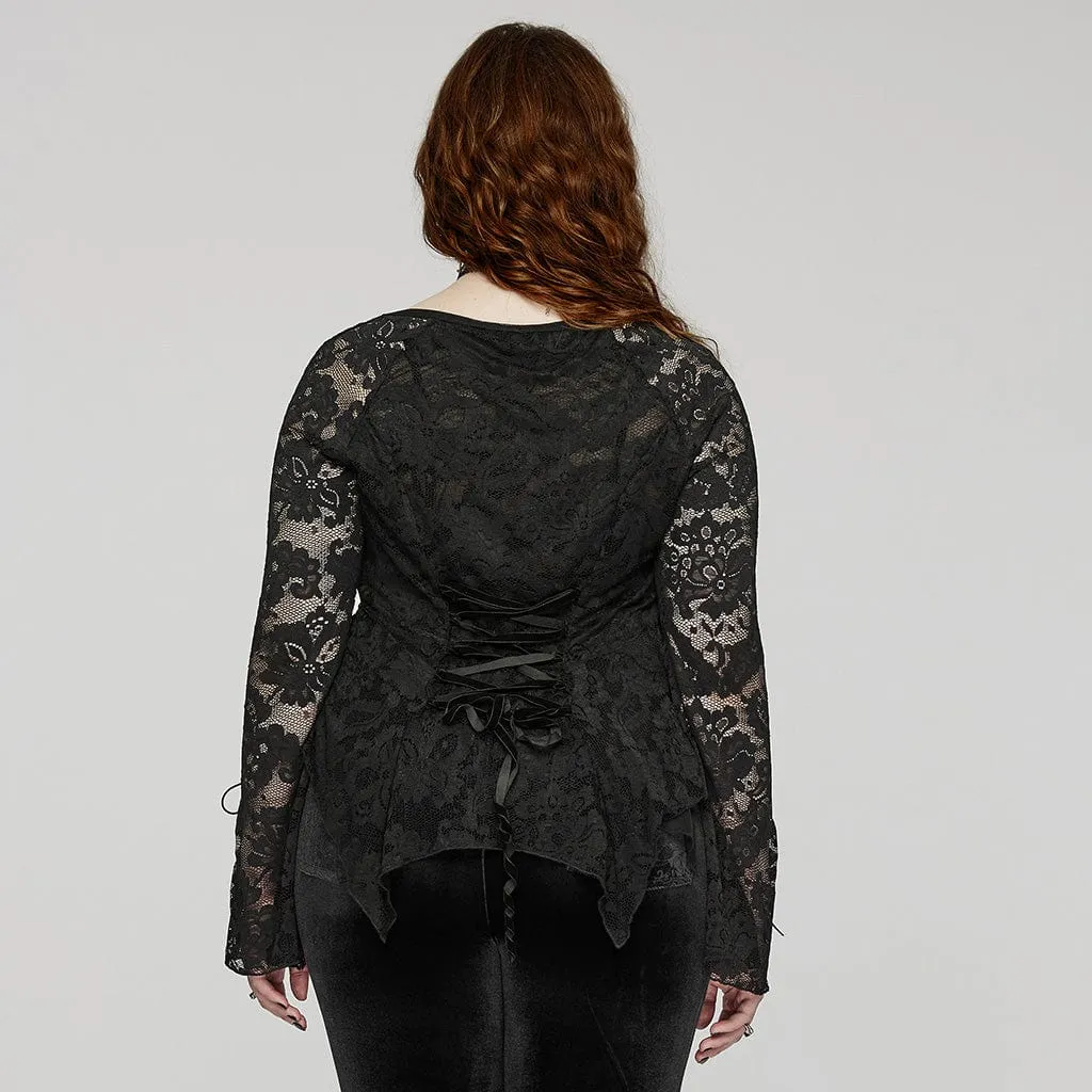 Women's Plus Size Gothic Irregular Lace-up Lace Top