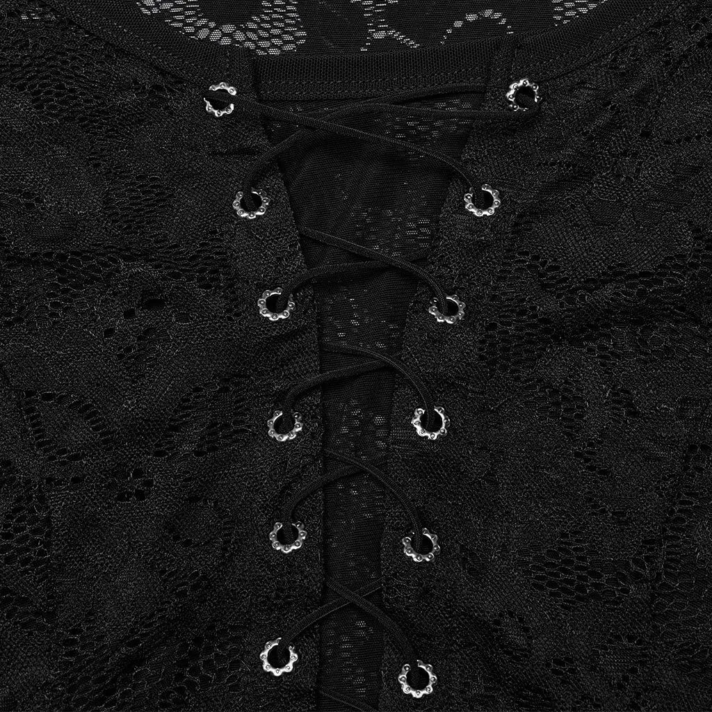 Women's Plus Size Gothic Irregular Lace-up Lace Top