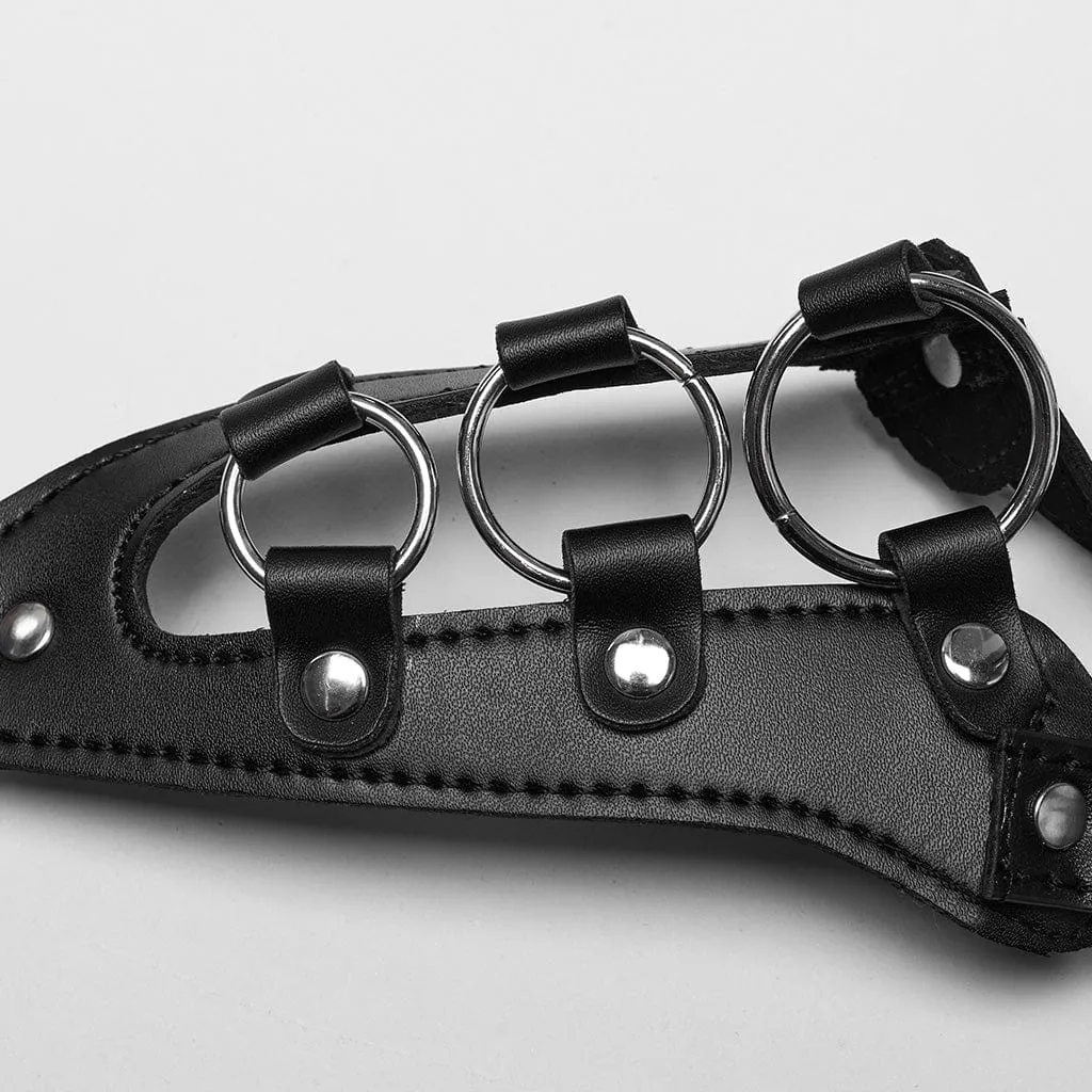 Women's Punk Stand Collar Circular Faux Leather Harness