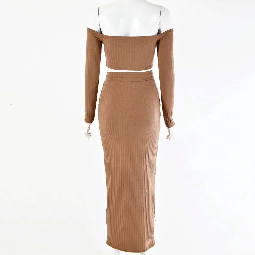 Women's Sheath Knitted Two-Piece Long Dress