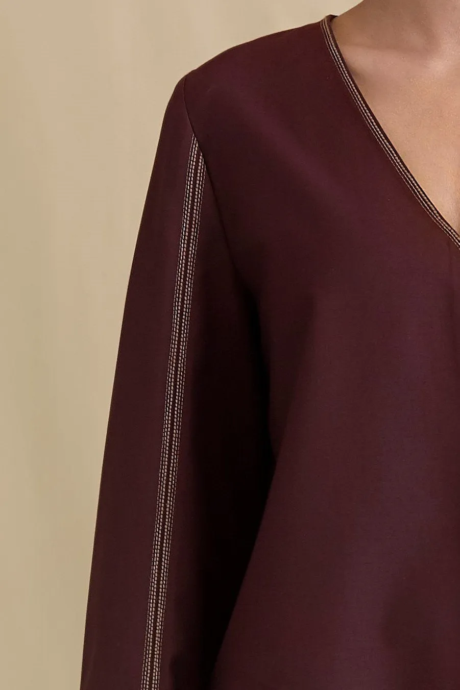 Wool Tailored V-neck Top